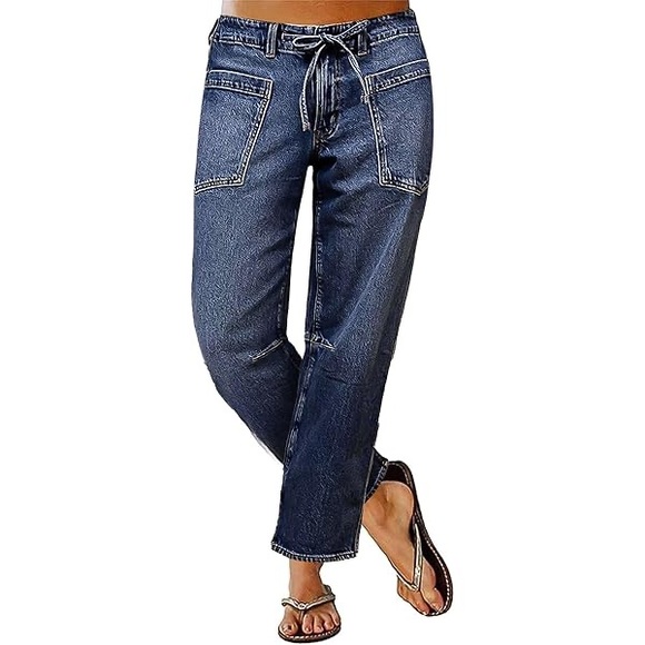 Flamingals Denim - NWT Flamingals Straight Leg Deawstring Jeans